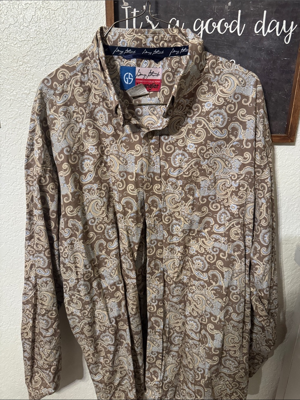 George strait  Brown Paisley Long-Sleeve Dress Shirt